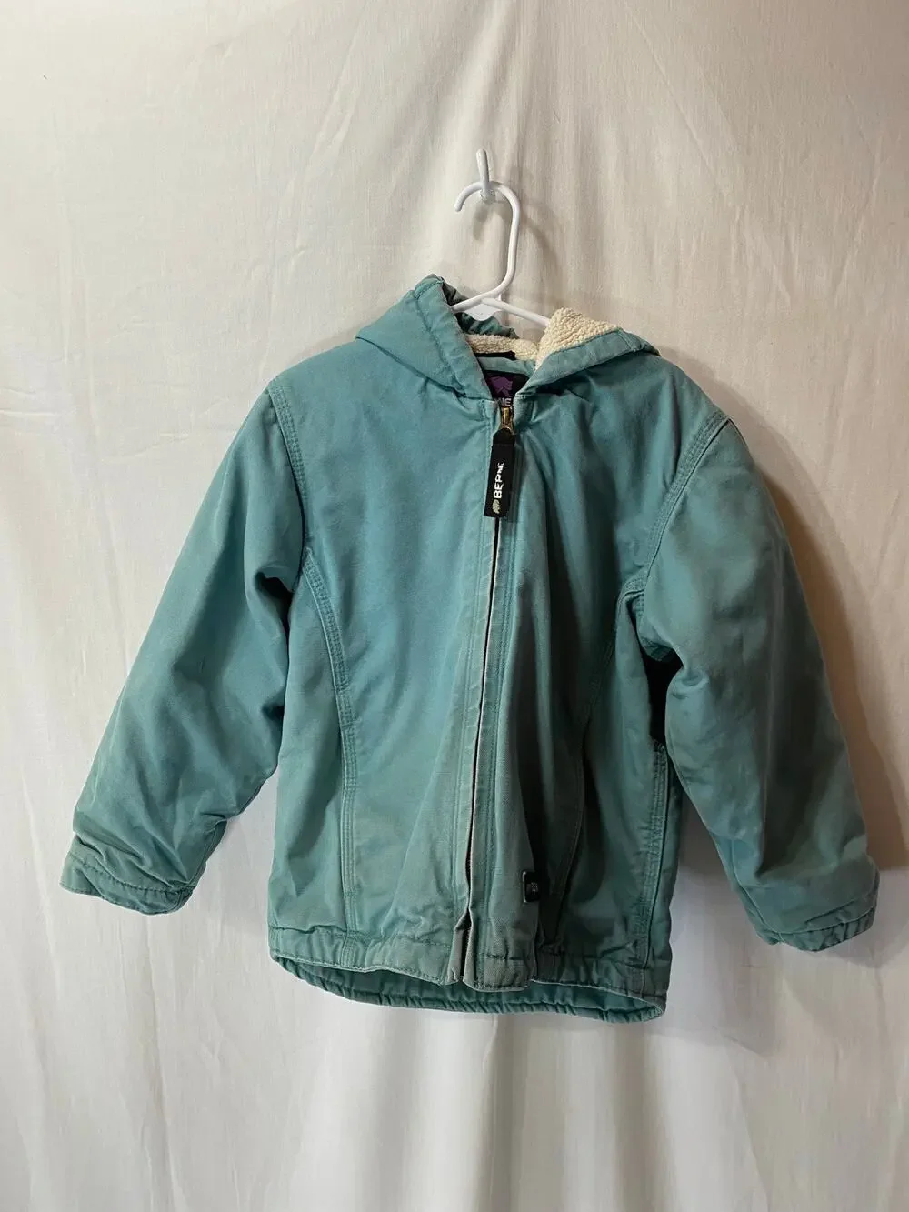 Youth Berne Sherpa-Lined Duck Canvas Hooded Jacket Eucaplyptus XS